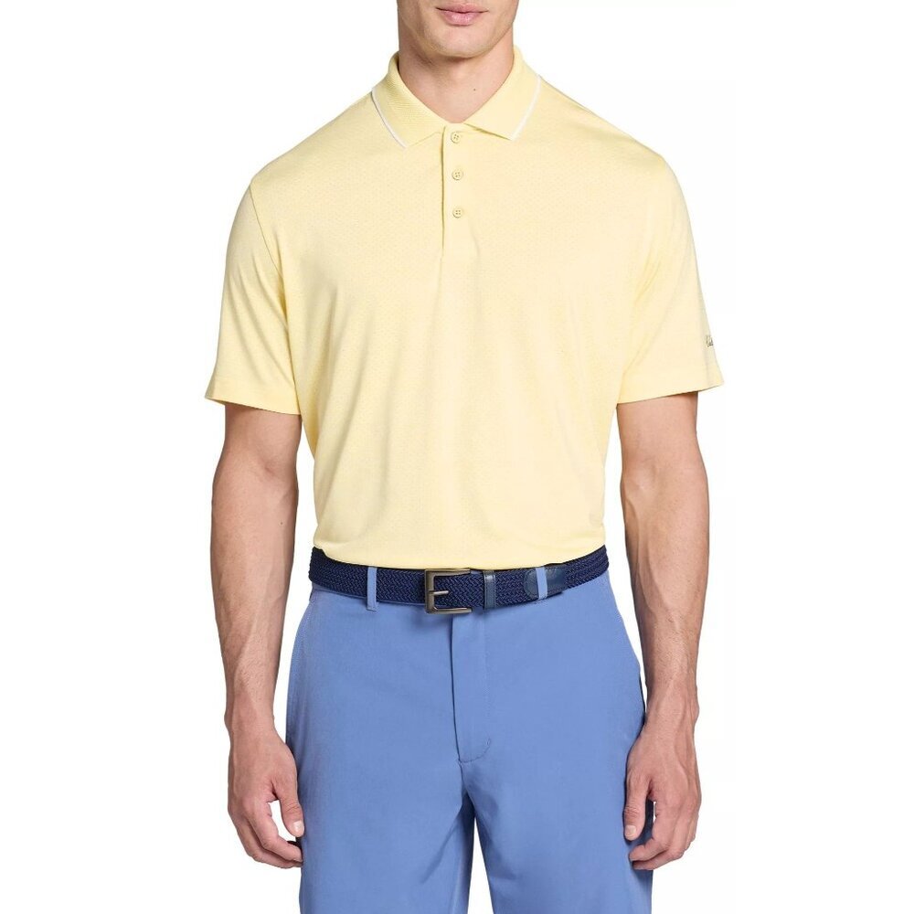 Walter Hagen Men's Performance 11 Birdseye Polo,XL, Pale Yellow Heather